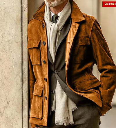 Veste en cuir élégante pour hommes à boutons