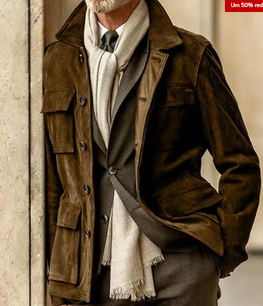 Veste en cuir élégante pour hommes à boutons