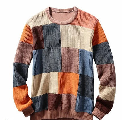 Pull-over homme à carreaux color block