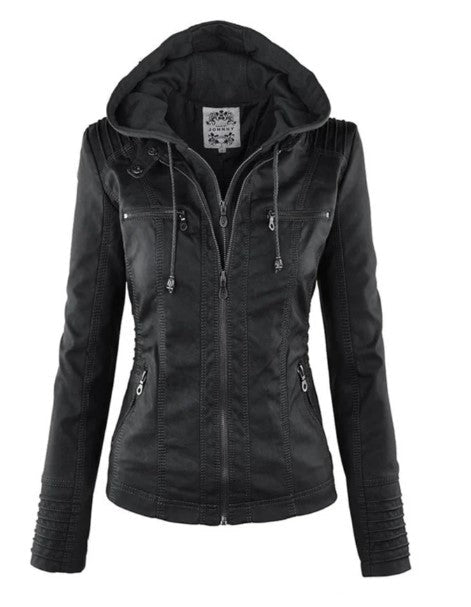 Veste en cuir femme style noir
