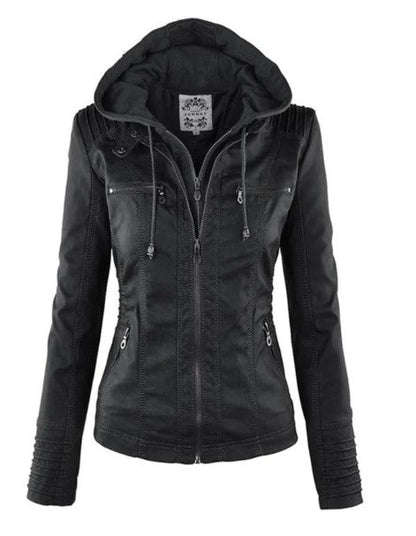 Veste en cuir femme style noir