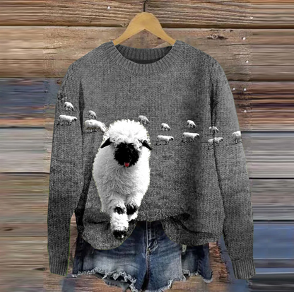 Thalia – Pull ras du cou motif mouton