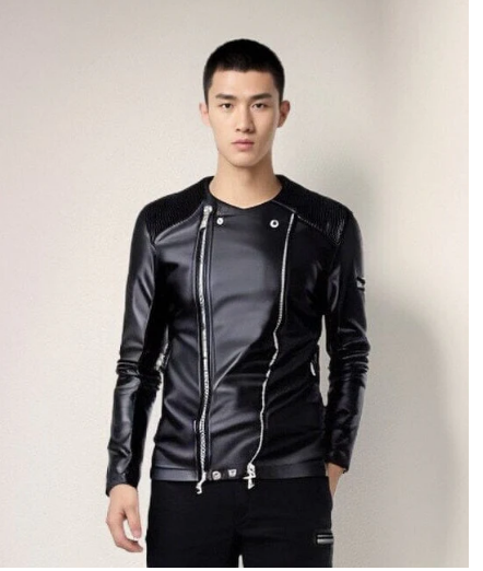 Motorradjacke Leder Optik Biker Stil - IdealeKleiden