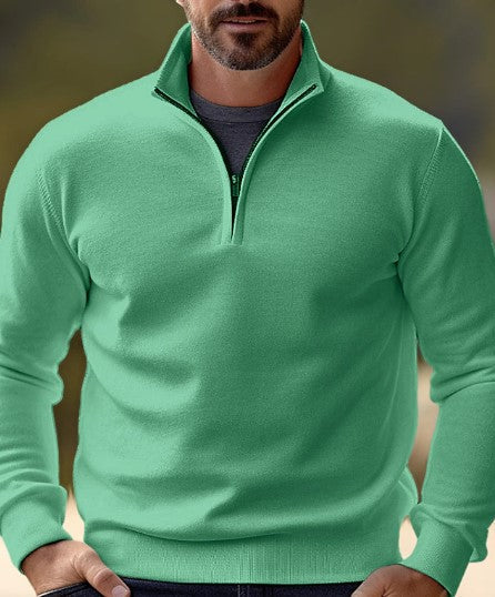 Pull-over confortable pour homme, col zippé, décontracté