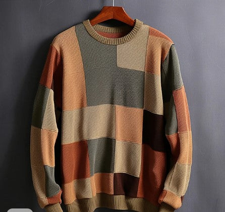 Pull-over homme à carreaux color block
