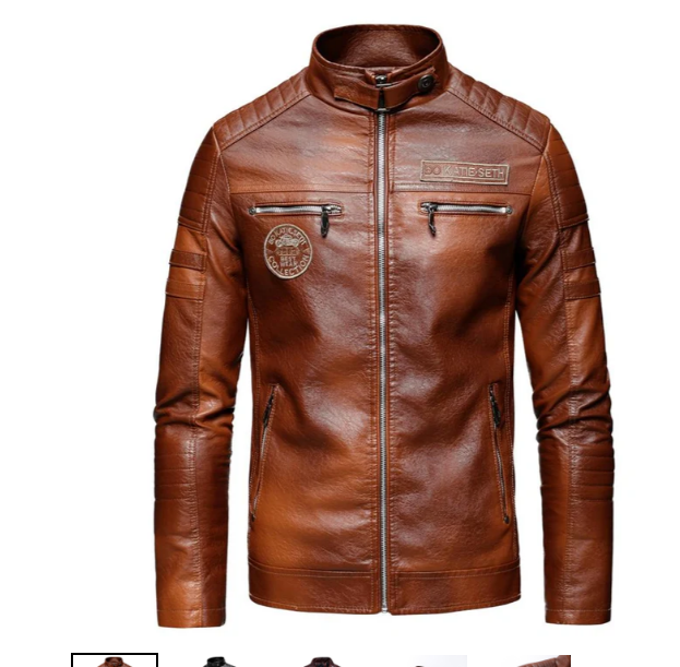Blouson en cuir homme style motard avec écussons