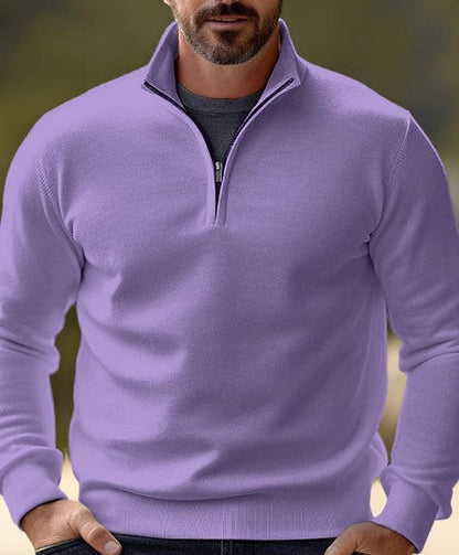 Pull-over confortable pour homme, col zippé, décontracté
