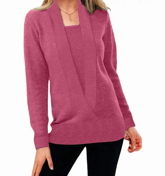 Pull en tricot unique col V femme