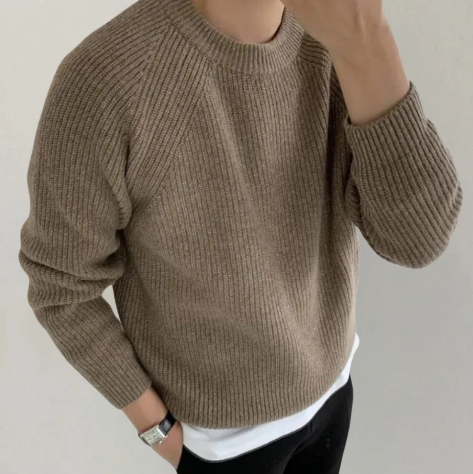 Bequemer Strickpullover Rundhals Weiss - IdealeKleiden