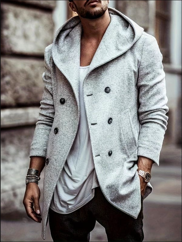 Parka homme chaud à capuche manches longues