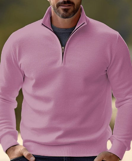 Pull-over confortable pour homme, col zippé, décontracté