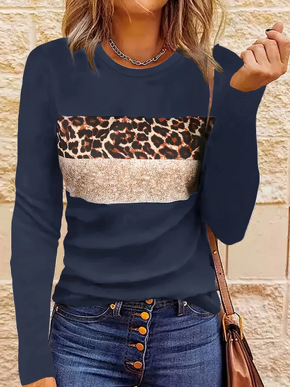 T-shirt manches longues Léopard Femme Chic