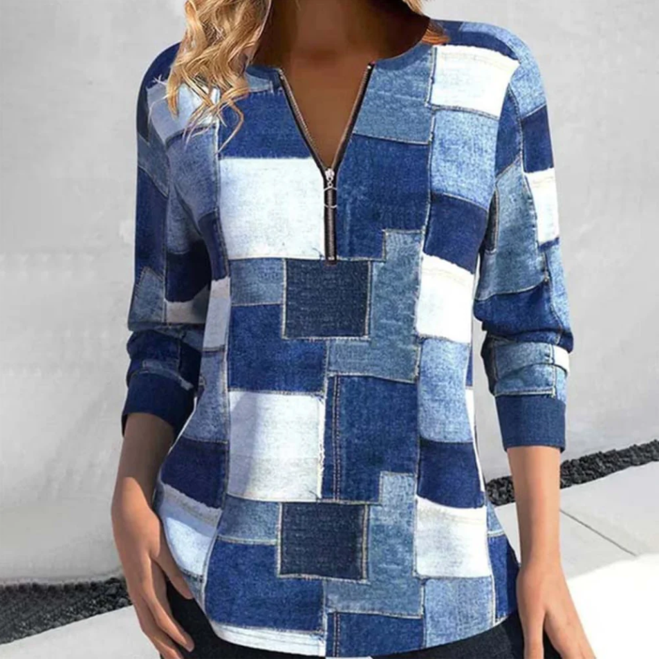 Chemisier moderne pour femme à manches longues, motif géométrique