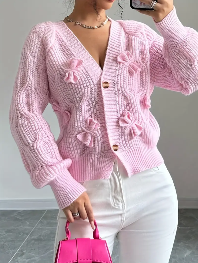Süße Strickjacke mit Schleife Damen - IdealeKleiden