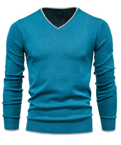 Élégant pull à col en V en gris argenté raffiné
