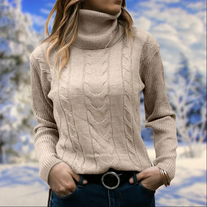 Pull élégant pour femme Col long Hiver