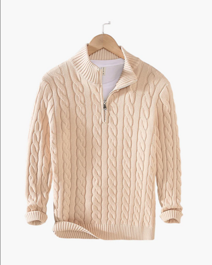 Pull-over homme en maille, moderne, demi-zip