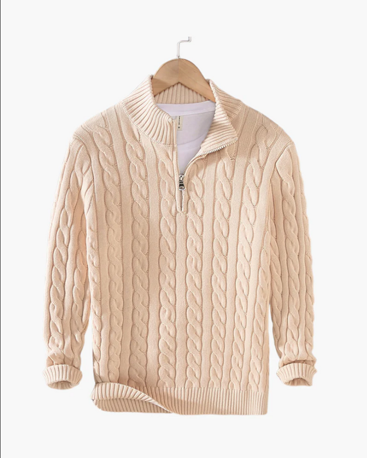 Pull-over homme en maille, moderne, demi-zip
