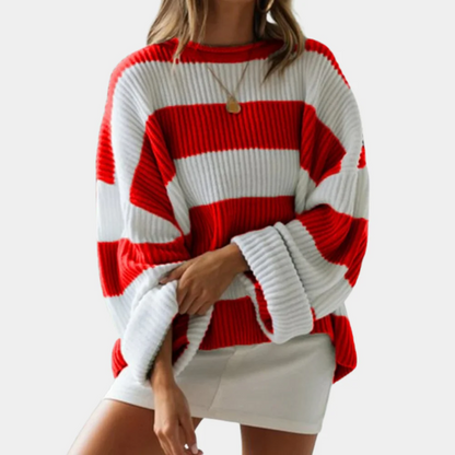 Pull femme grandes rayures moderne confort