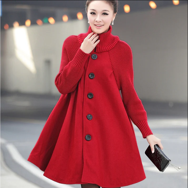 Manteau d'hiver femme Col roulé Style pull