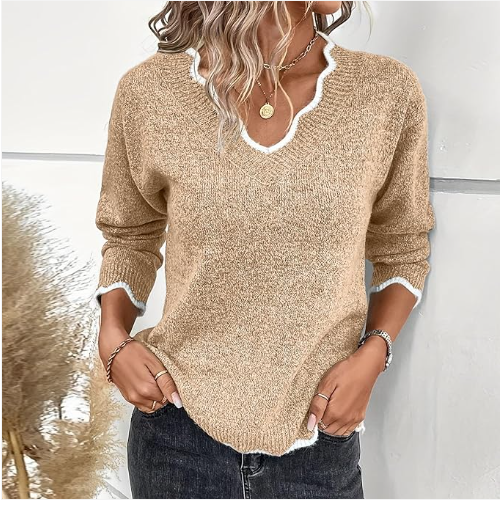 Pull en maille stylé avec col en V Design moderne
