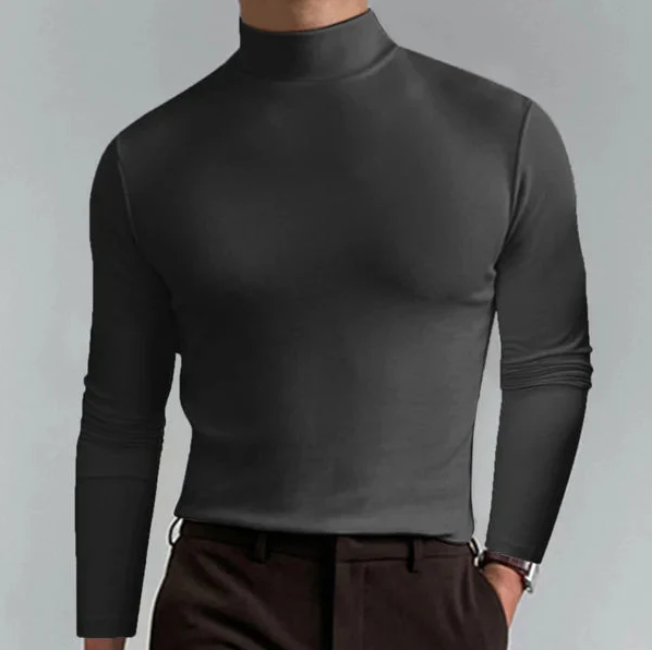 Pull col roulé ajusté à manches longues
