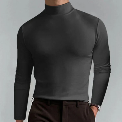 Pull col roulé ajusté à manches longues