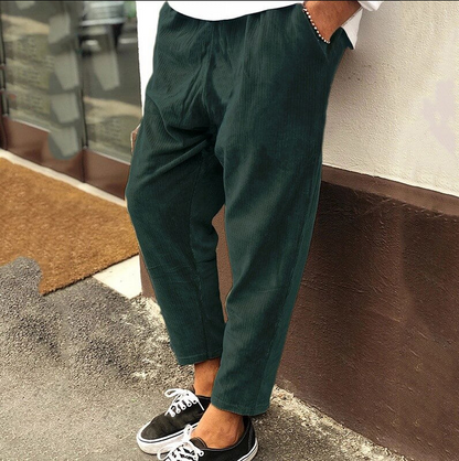 Pantalon en velours côtelé pour hommes, coupe slim moderne