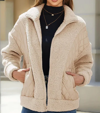Veste en polaire Sherpa douce pour femme