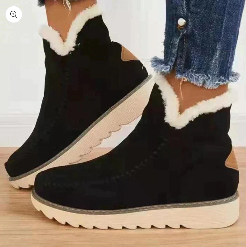 Bottes élégantes en cuir pour femme avec doublure chaude