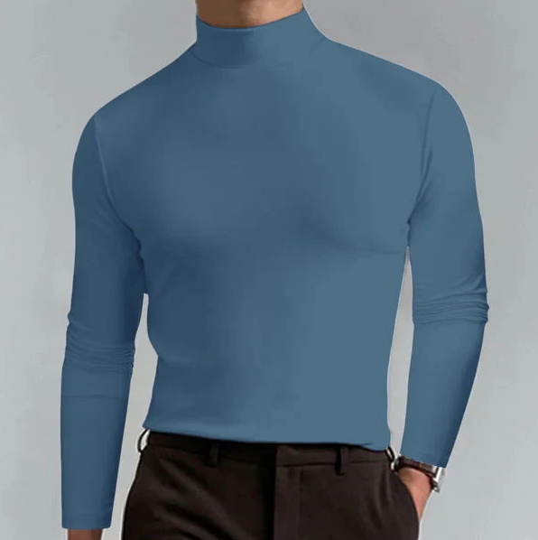 Pull col roulé ajusté à manches longues