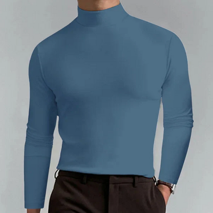 Pull col roulé ajusté à manches longues