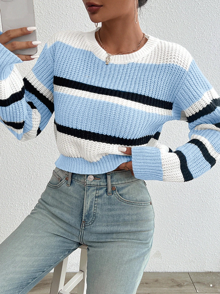 Pull en tricot femme généreux oversize col rond