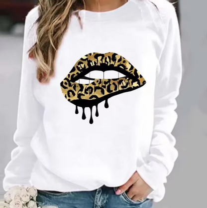 Pull en coton doux à motif lèvres