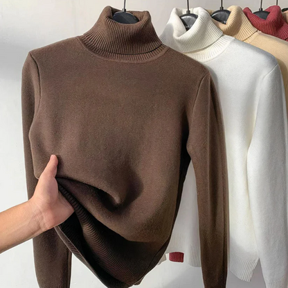 Pull Col Roulé Femme Élégant Qualité Luxe