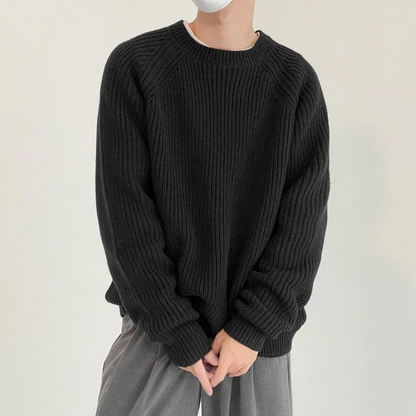 Pull tricoté confortable col rond blanc