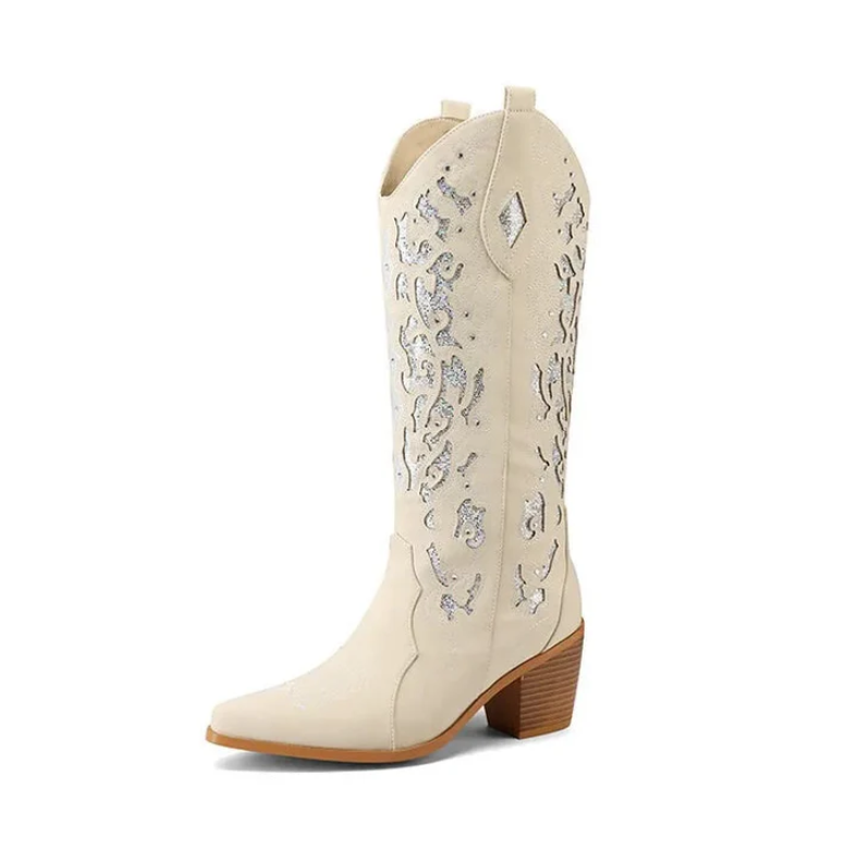 Bottines de cowboy authentiques avec broderie et talon