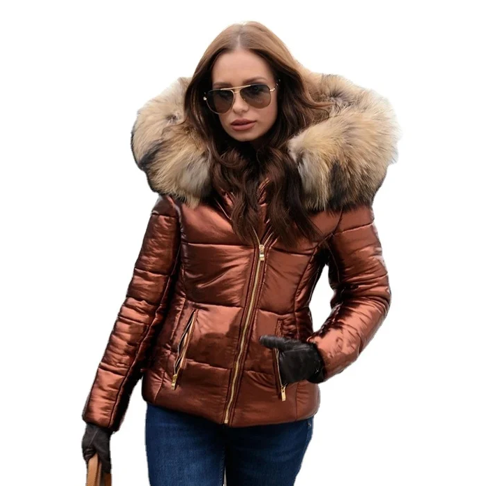 Élégant manteau d'hiver pour femme avec fausse fourrure