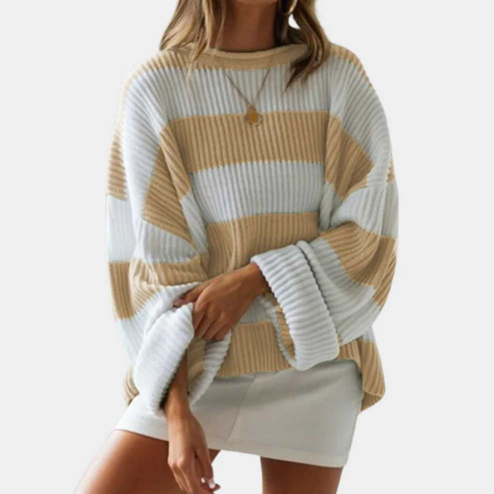 Pull femme grandes rayures moderne confort