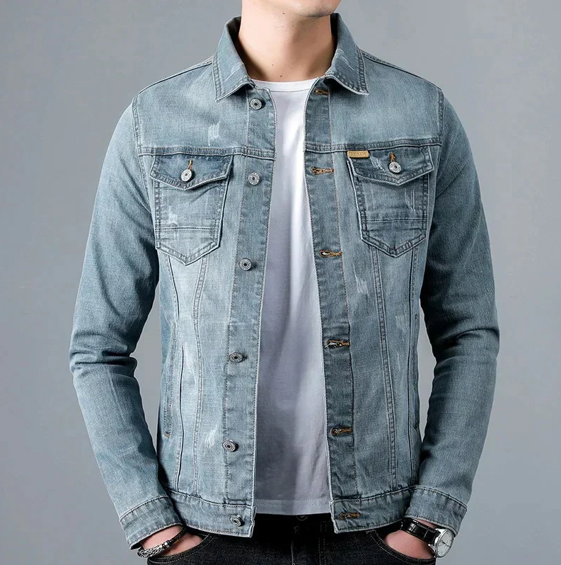 Blouson en cuir pour homme style rétro aspect usé