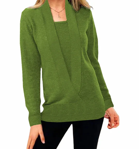 Pull en tricot unique col V femme