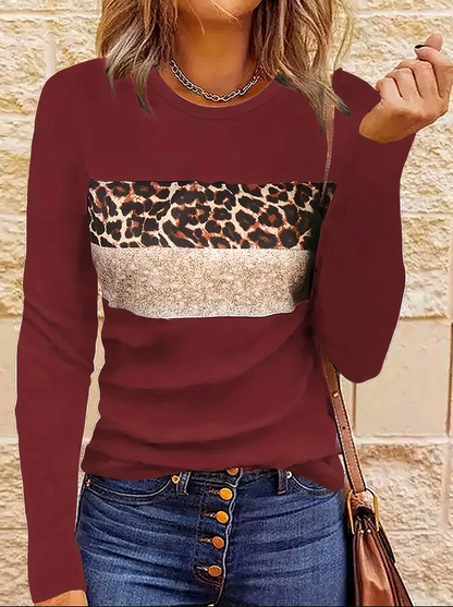 T-shirt manches longues Léopard Femme Chic