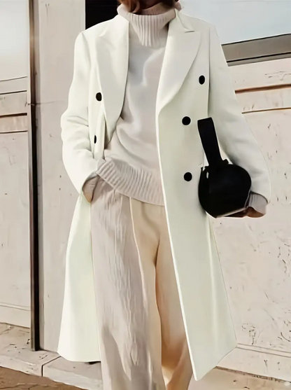 Veste en cuir à double boutonnage avec capuche pour femme