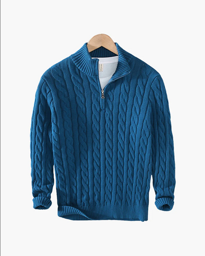 Pull-over homme en maille, moderne, demi-zip