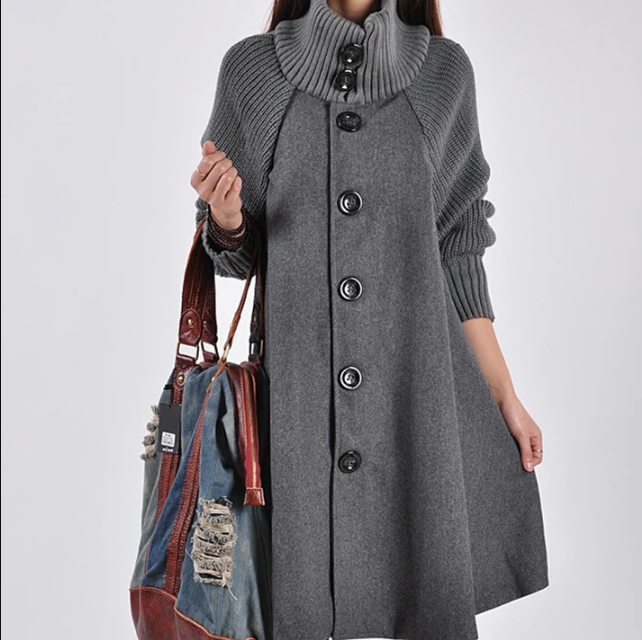 Manteau d'hiver femme Col roulé Style pull