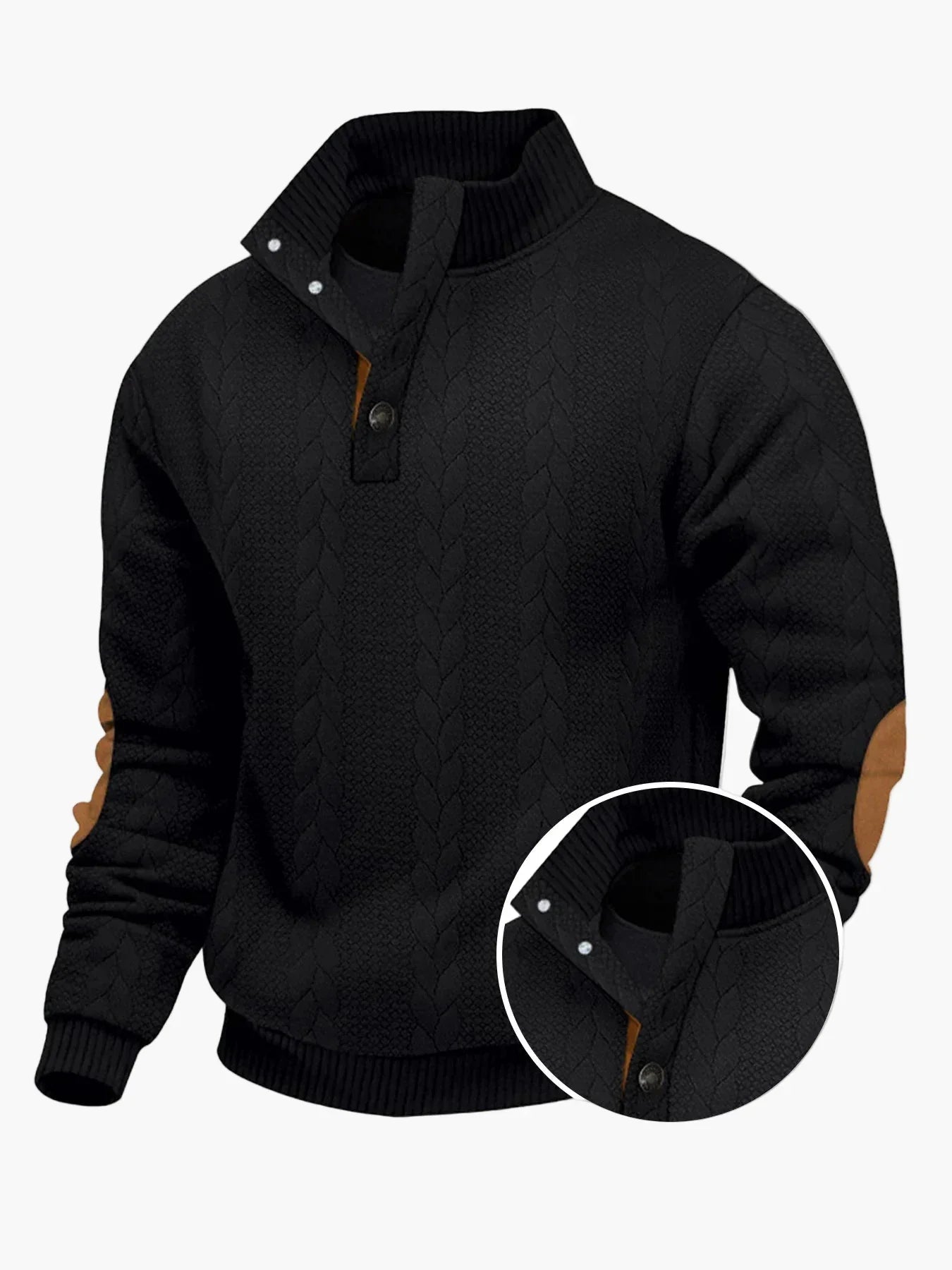 Pull en maille décontracté avec col montant et écussons