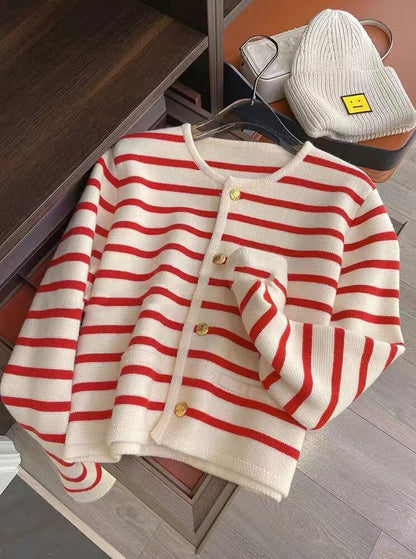 Gilet Rayé Femme Élégant Court