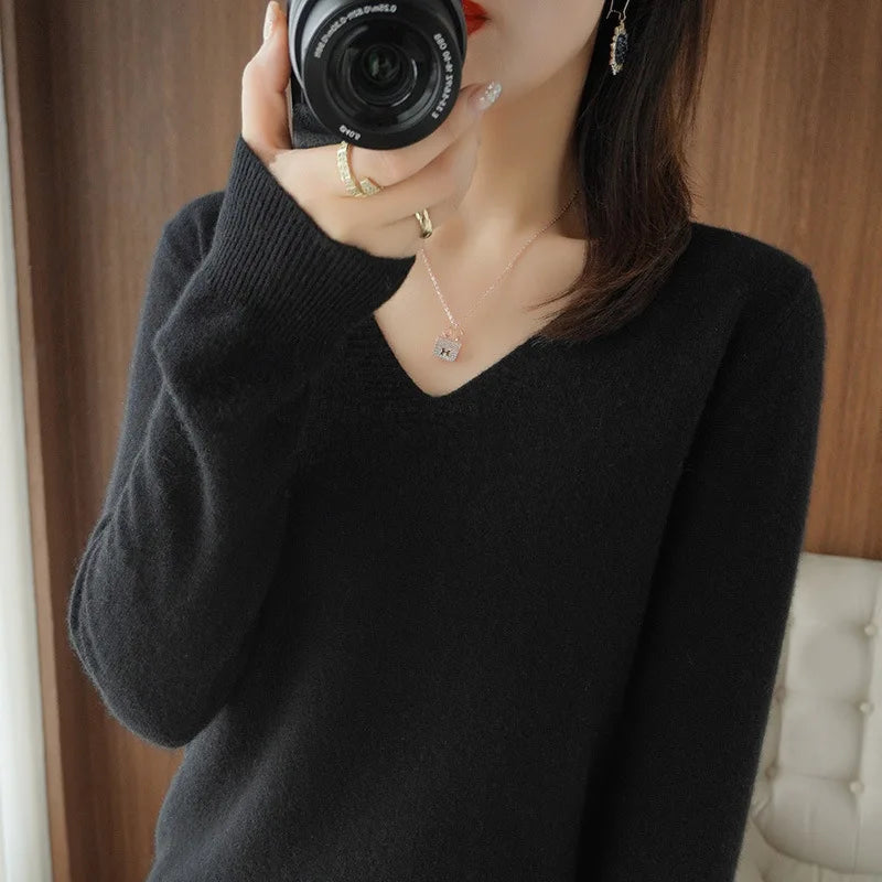 Pull col V confortable pour femme