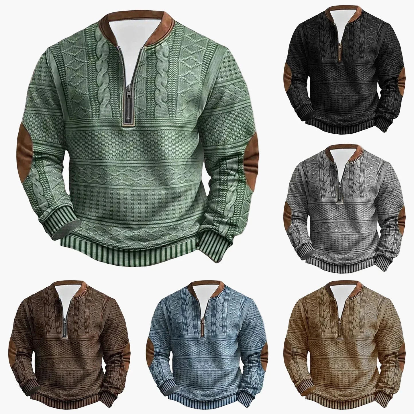 Bequemer Outdoor Pullover Stehkragen Zip - IdealeKleiden