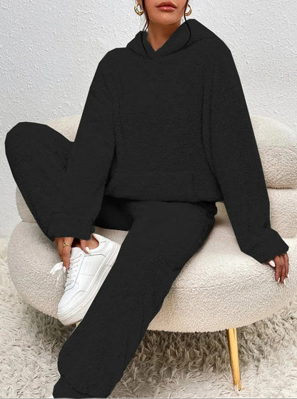Ensemble Loungewear Femme Doux Veste Teddy à Capuche